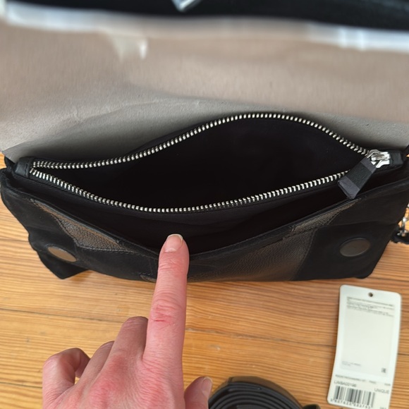 Zadig & Voltaire Black Suede & Pebbled Leather  Studded Rocky Patchwork Bag - Picture 12 of 16